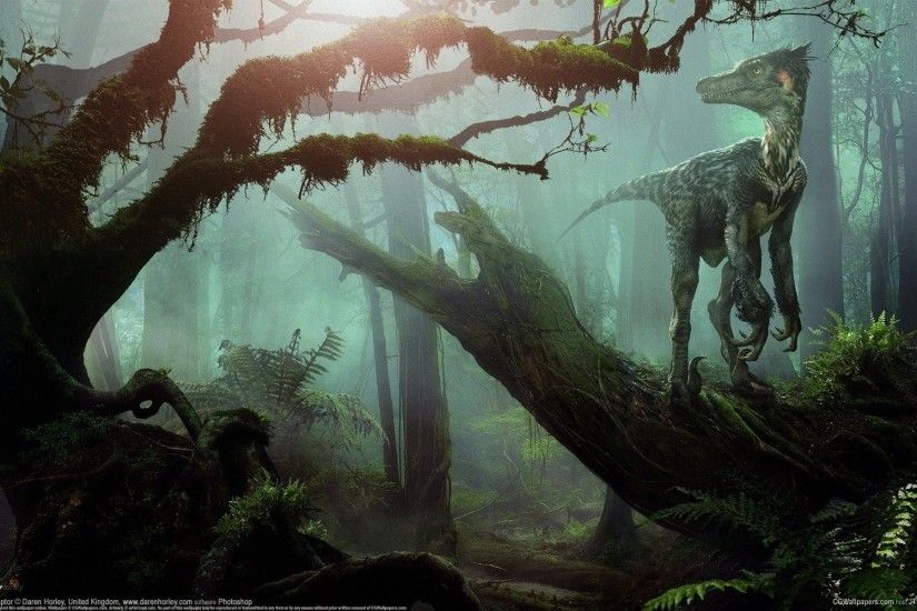 velociraptor forest dinosaur