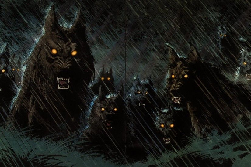 Werewolf pack in the rain wallpaper - 972896
