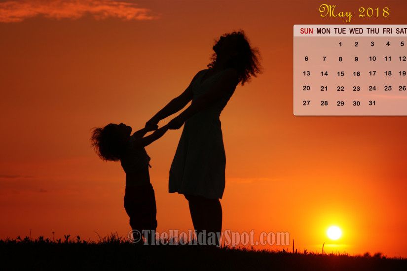 May 2018 Calendar Wallpaper - Mother and Daughter