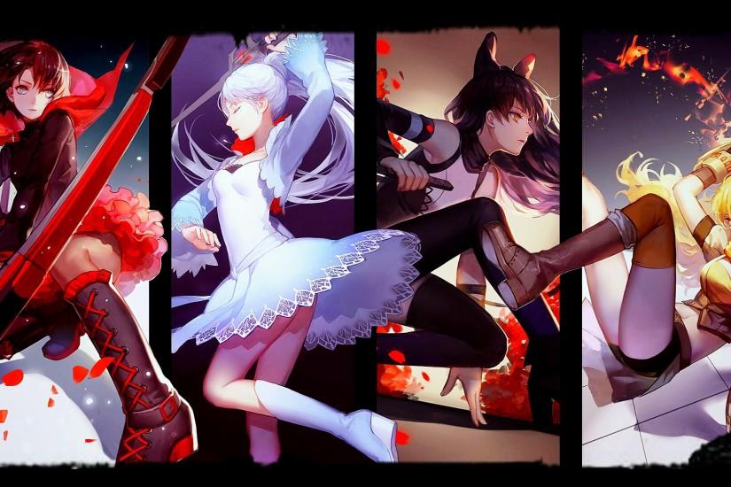 RWBY Ruby Rose Weiss Schnee Blake Belladonna Yang Xiao Long Rooster Teeth  Red White Black Yellow Dresses Wallpaper ...