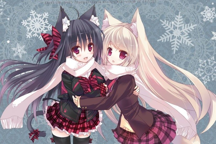 anime, Anime Girls, Cat Girl, Scarf, Animal Ears, Nekomimi, Original