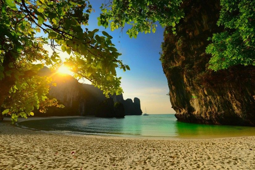 nature, Landscape, Beach, Thailand, Sunset, Island, Sea, Sand, Trees,  Limestone, Rock Wallpapers HD / Desktop and Mobile Backgrounds