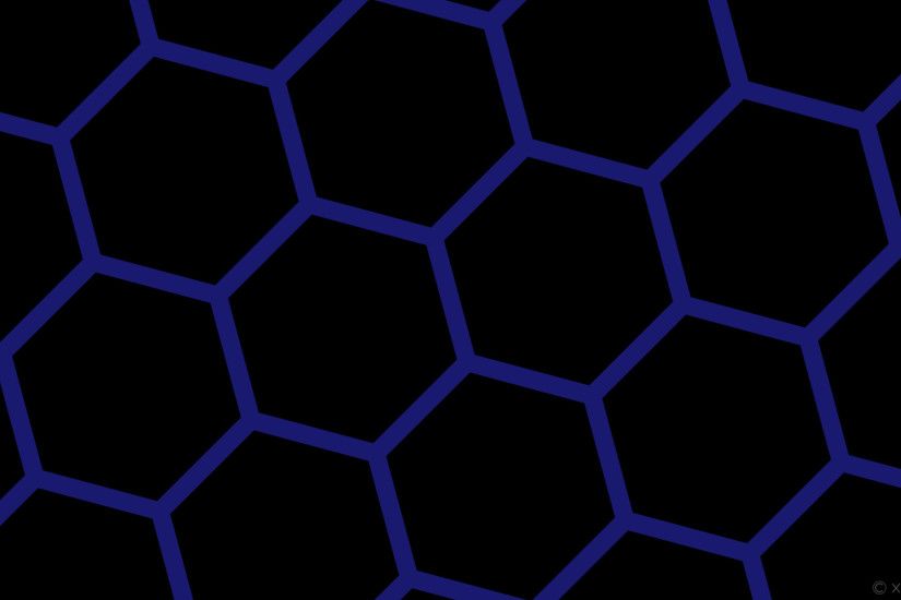 wallpaper honeycomb black blue hexagon beehive midnight blue #000000  #191970 diagonal 15Â° 33px