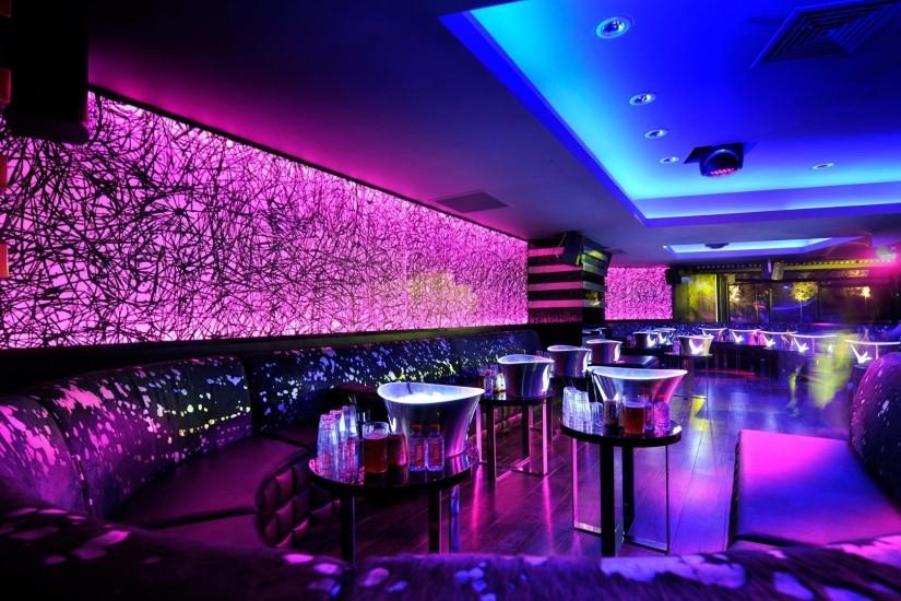 Wonderful Neon Lights In A Night Club Lounge HD Desktop Background  wallpaper free