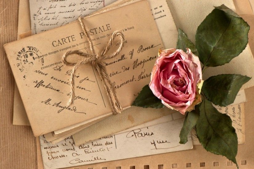 Pink Rose With Love Letter Wallpaper Wallpaper
