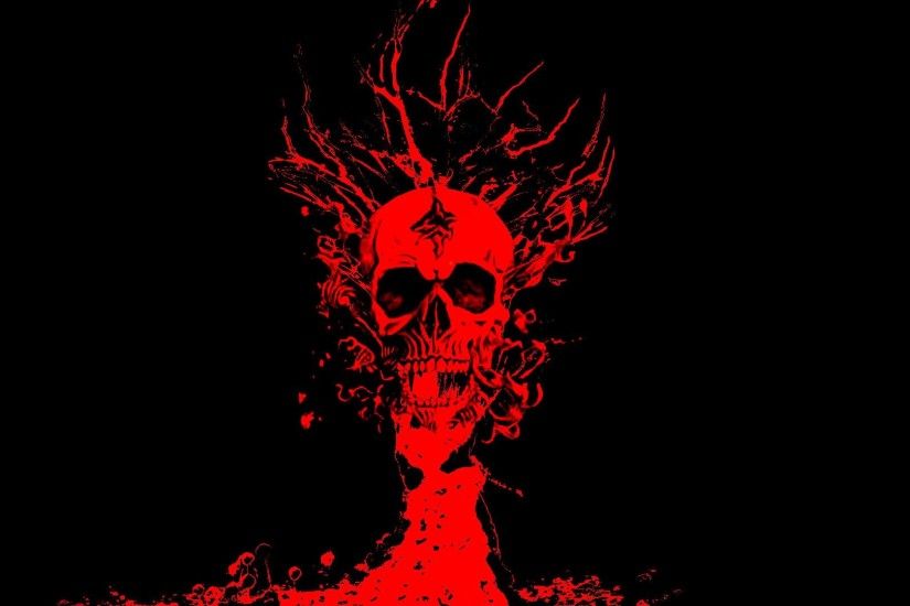 Dark - Skull Red Hell Dark Scary Horror Wallpaper