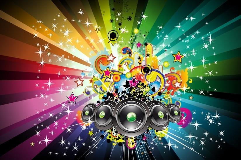 Speakers and rainbow shapes wallpaper - 510170