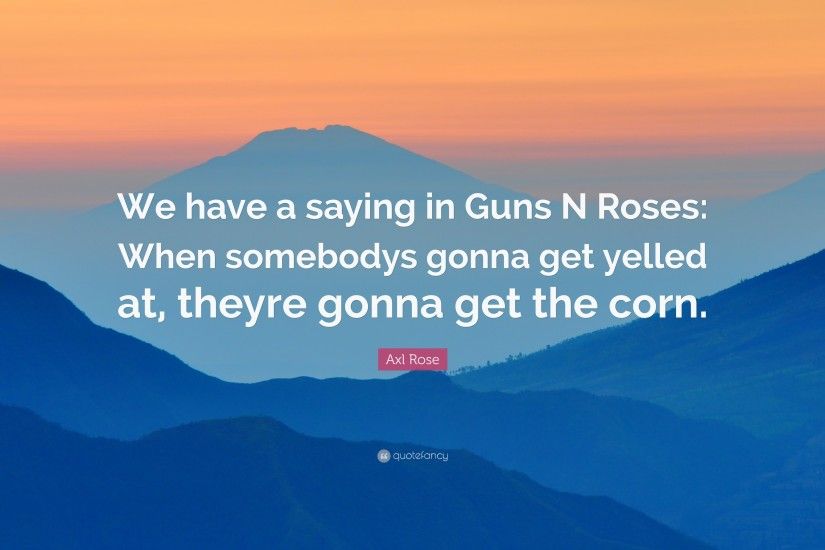 Axl Rose Quote: “We have a saying in Guns N Roses: When somebodys