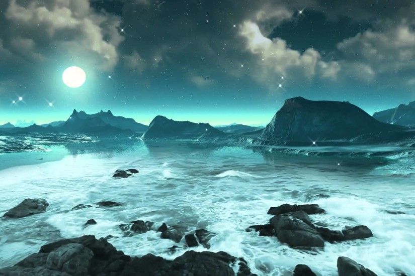 Moonlight, Stars And Ocean Waves 2 - Video Background HD 1080p - YouTube