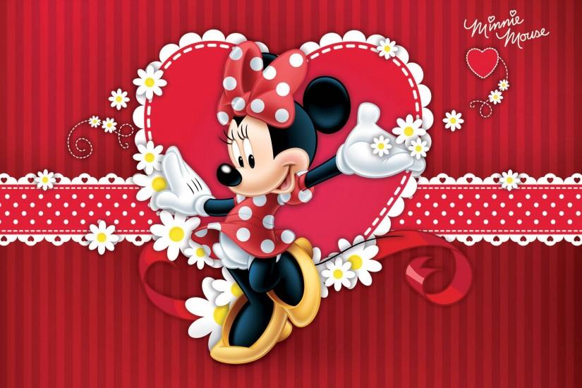 Lovely minnie mouse in red dress wallpapers.