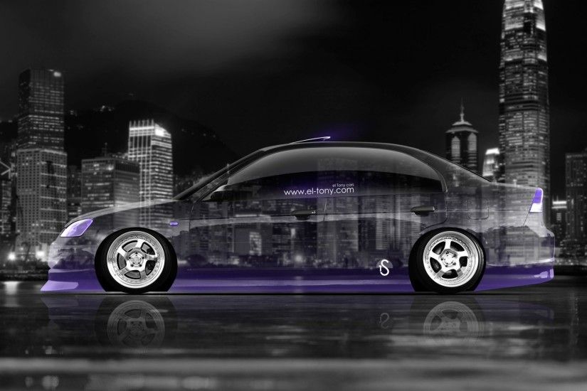 tony kokhan honda civic jdm crystal city car violet neon 4k wallpapers el  tony cars photoshop art ...