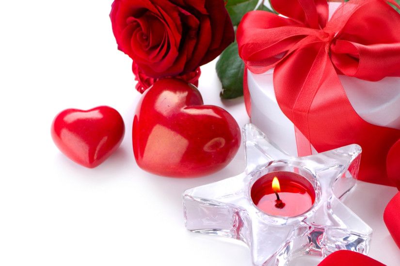 Preview wallpaper rose, flower, ribbon, gift, candle, heart, romance  3840x2160