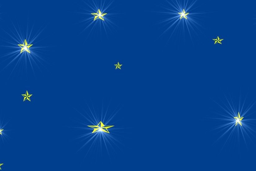 Bright Blue Background, Gold Stars, Flares