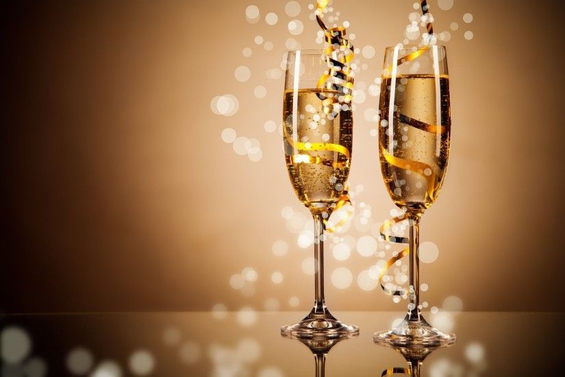 champagne glasses bokeh ribbon gold holidays winter new year christmas  christmas new year