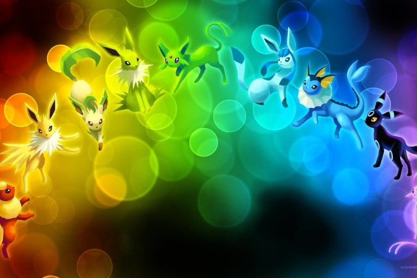 Eevee's Evolutions Gradiants - Pokemon Wallpaper