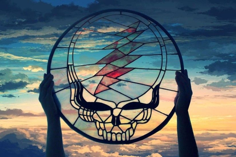 Grateful Dead (Stained Glass Stealie) over Painted Sky[1920x1080 .