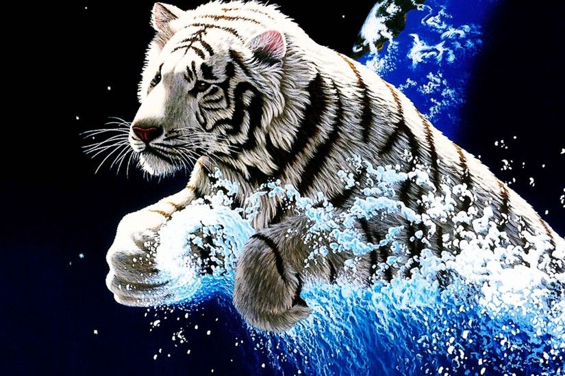 3d tiger jumping hd wallpapers