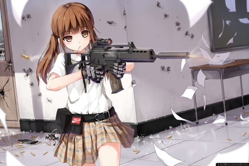 Download Free Wallpaper Yuri Shoutu Anime Girl Guns Shells Pieces