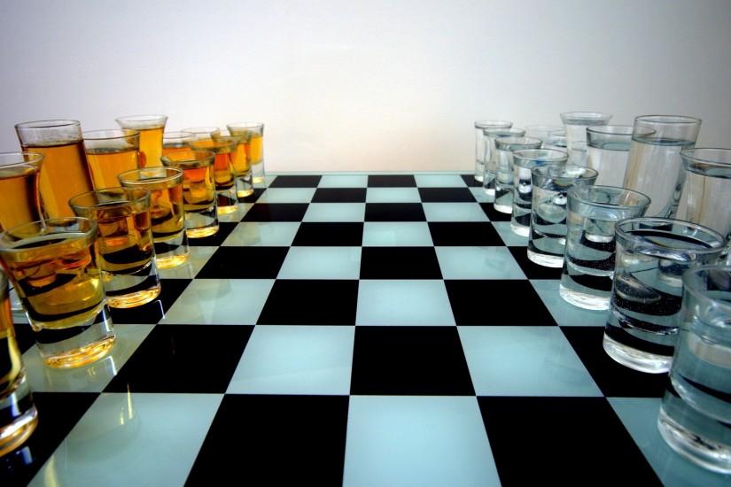 chess, chessboard, stemware, match, black and white