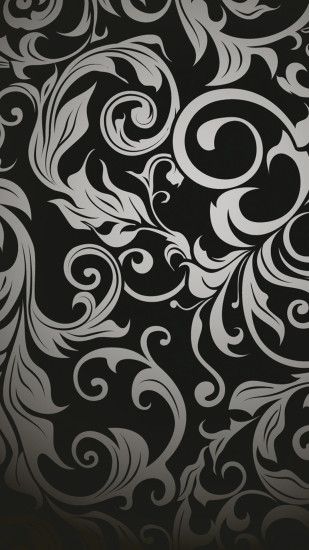 Black White Abstract Pattern Leaves Android Wallpaper ...