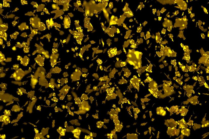 Animated falling and stocking realistic gold flakes against black background.  Camera tracking. and depth of field. Motion Background - VideoBlocks