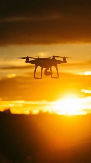 1080x1920 Wallpaper quadrocopter, sunset, sky, flight, drone