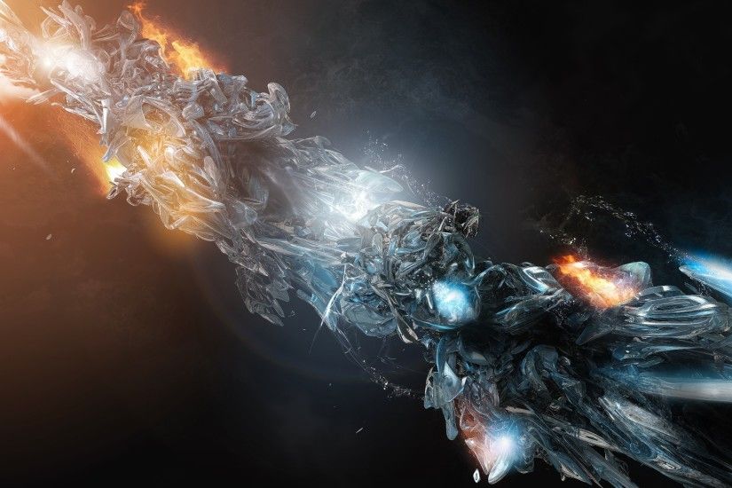 Preview wallpaper fire, form, figure, ice, streamlining 3840x2160