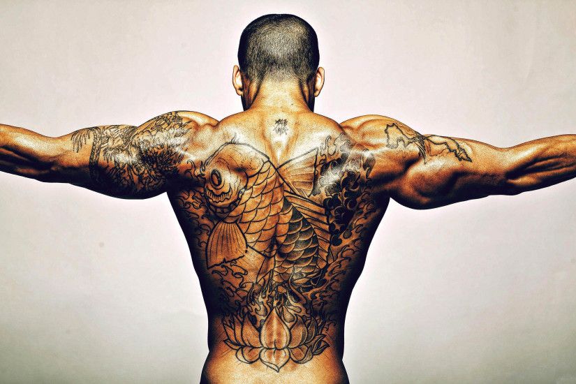 Tattoos, Man, Bodybuilder, 4K