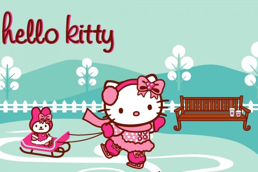 Picture of Hello Kitty Wallpaper Blue and Pink with My Melody