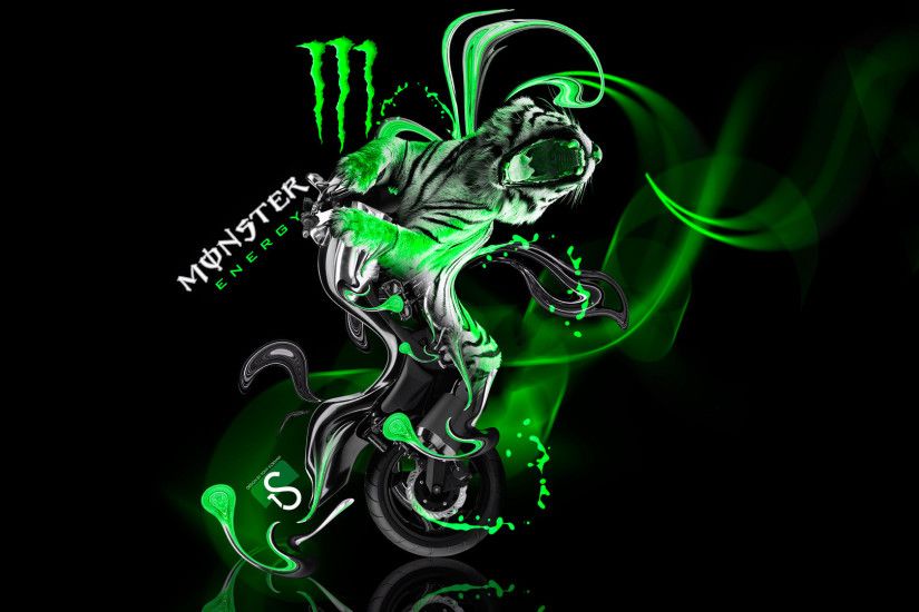Wallpapers Monster Energy Moto Yamaha Vmax Fantasy Green Neon Plastic Tiger  Bike.