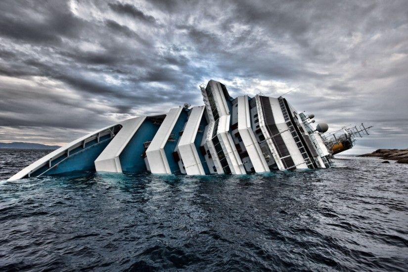 ship boat sea vehicle clouds coast wind horizon cruise ship crash Costa  Concordia disaster sinking ships