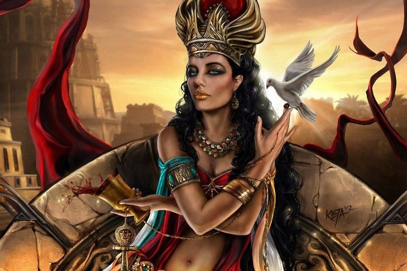 Fantasy - Gods Artistic God Witch CGI Digital Art Manipulation Fantasy  Vampire Woman Queen Dove Jewelry