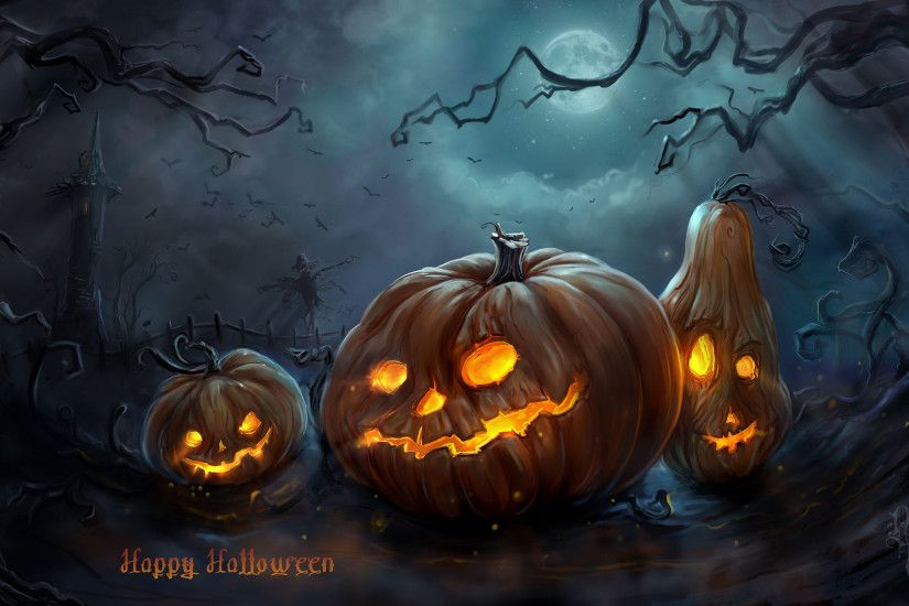 Happy Halloween Pumpkins Wallpaper HD