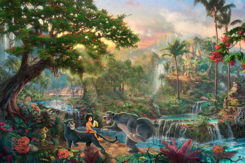 Image - Kinkade-Wallpaper-The-Jungle-Book-Thomas-Kinkade-STUDIOS-Walt-Disney-painting-animation.jpg  | Disney Wiki | FANDOM powered by Wikia