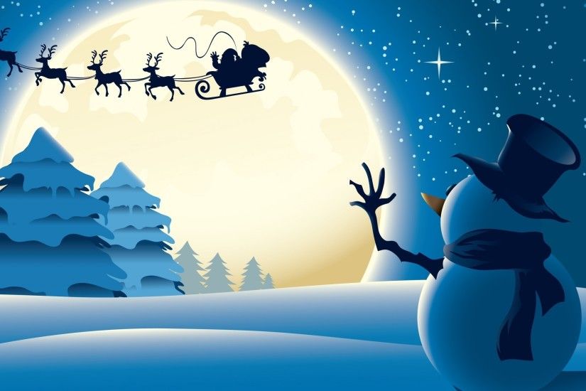 Christmas, Snowman, Santa Claus, Snow Wallpaper HD