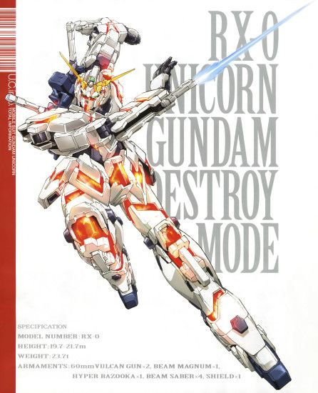 RX-0 Unicorn Gundam Destroy Mode with Beam Saber