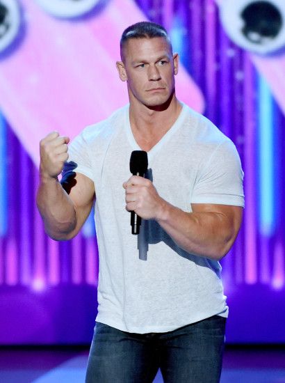 Host John Cena speaks onstage