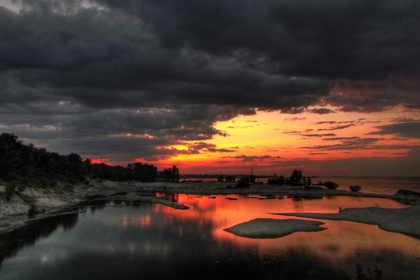 Lakeside Sunset Background