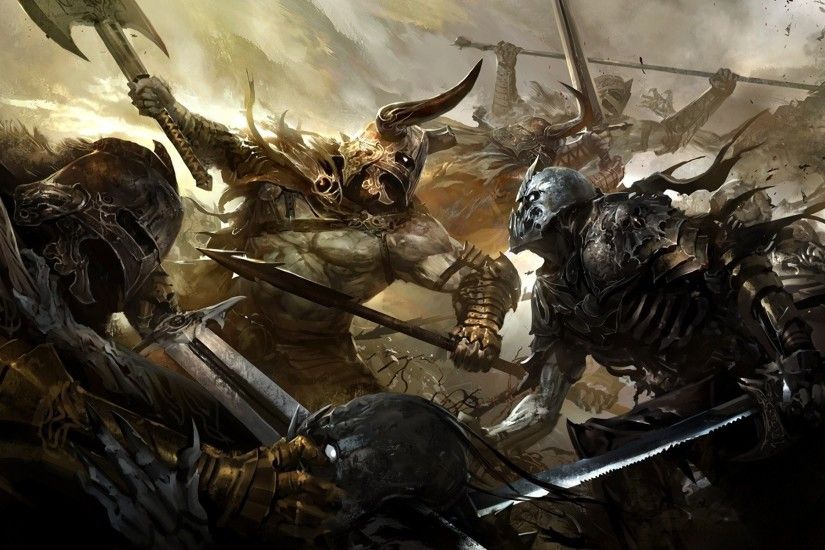 Armor Artwork Ax Battles Fantasy Art Fight Horns Spears Swords Weapons