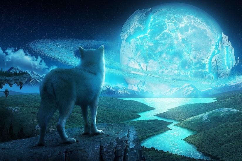 Wolf in a fantasy world Ultra HD 4K Wallpaper