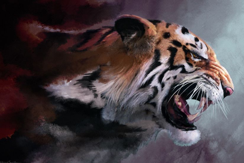 wild cat, big cat, tiger, fangs, maw, art, paint