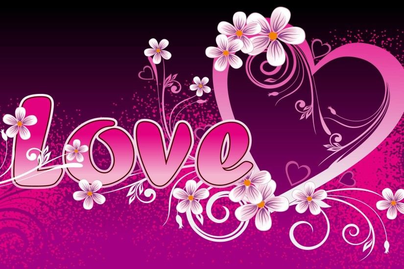 pink love heart - pink and purple Wallpaper