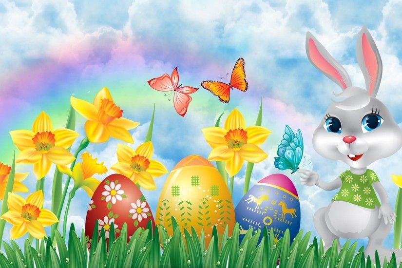 Holiday - Easter Holiday Bunny Flower Daffodil Egg Easter Egg Colors  Colorful Wallpaper