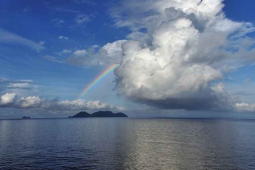 Rainbow in the middle of the ocean wallpaper 1920x1080 jpg
