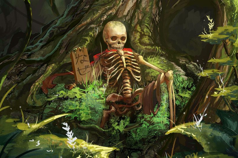 Skulls Painting Art Forests Skeleton Fantasy Skull Skeleton Skeletons  Wallpaper At Dark Wallpapers