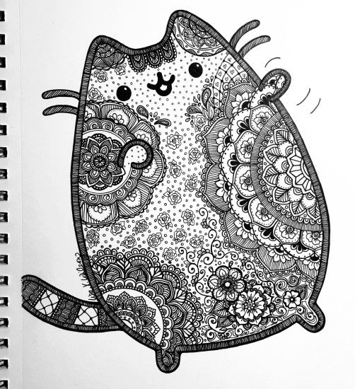 Pusheen inspired coloring page