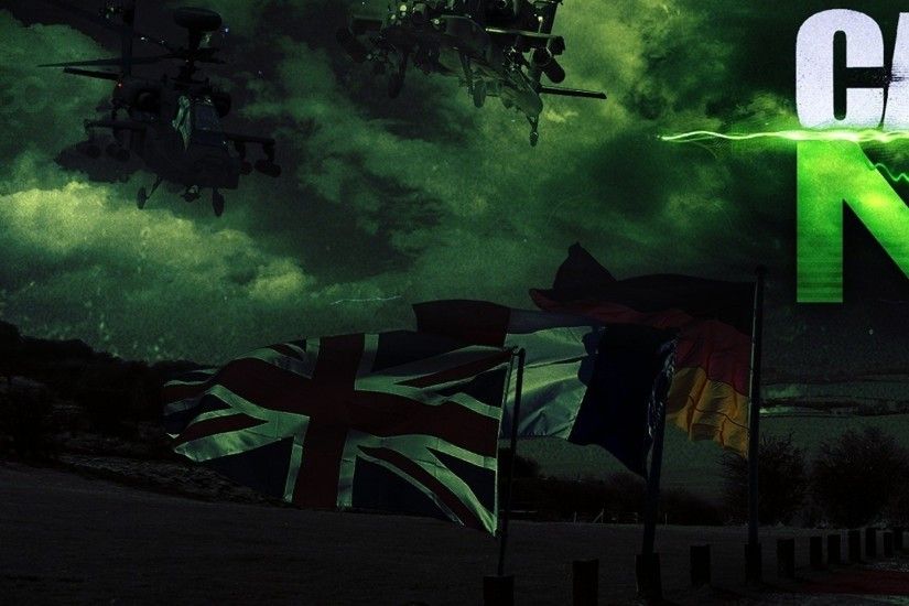 Preview wallpaper call of duty modern warfare 3, flags, helicopter, sky,  clouds