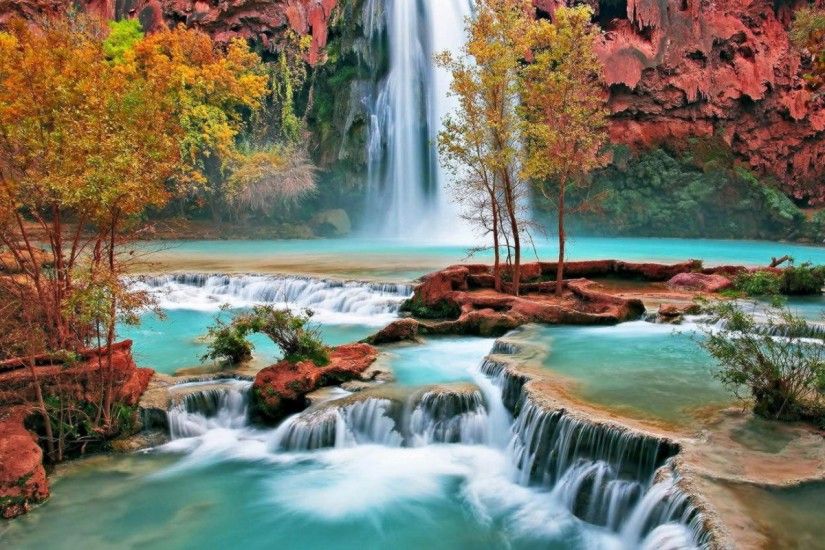 Beautiful waterfall nature scenery hd desktop wallpaper