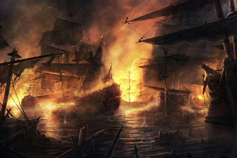 Pirate ship battle wallpaper - photo#3