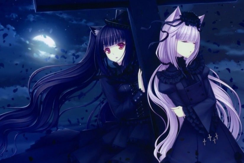 Preview wallpaper nekomimi, gothic, neko para 1920x1080